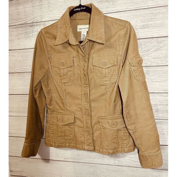 Jones New‎ York Jacket Womens Small Brown  Stretch Pockets Cotton Blend … - Picture 1 of 8